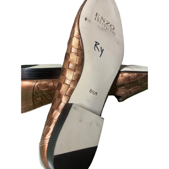 Enzo Angiolini Copper Weave Leather Flats Shoes -- 8-1/2M - Picture 5 of 10